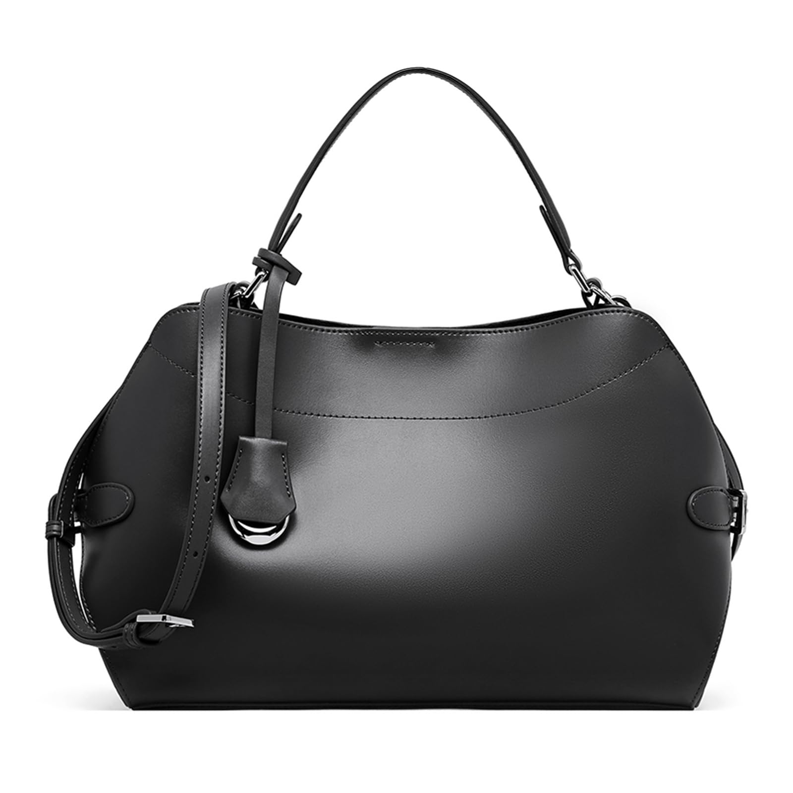 

MFFOR Genuine Leather Shoulder Business Crossbody Large Commuting Bag Handbag, Bag, Women s, 2-Way Bag, Handbag, Bag, Capacity, Stylish, Simple, чорний
