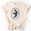 Folk Art Swallow Bird T-Shirt | Hand-Drawn Rustic Bird Design