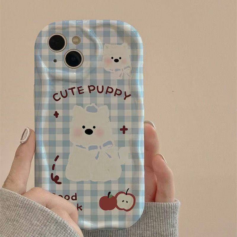 Cute Puppy Pattern Wave Phone Case for IPhone 15 14 16 13 12 11 Pro Max 15 14 16 Plus IPhone 15 16 Pro Shockproof Phone Case
