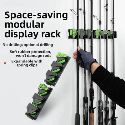 Plastic Material Wall-mounted Fishing Rod Stand Vertical Display Rack  Fishing Room