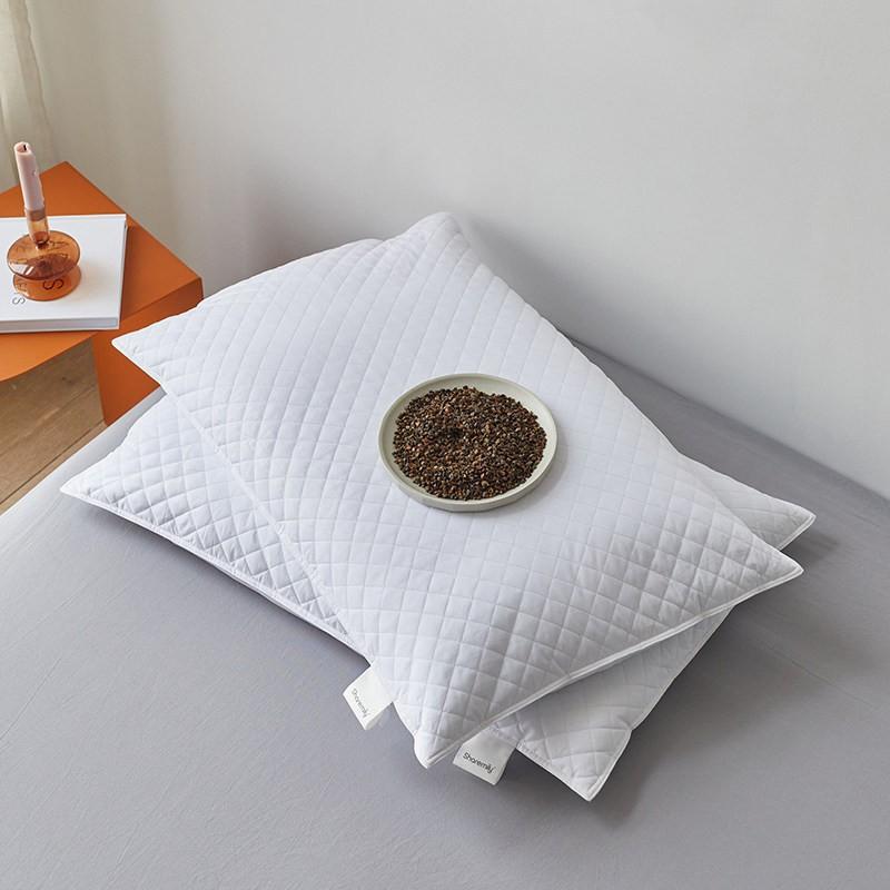 100% Buckwheat Hull Pillow Adults Firm Support Sleep Natural Silk Cover Single Bed