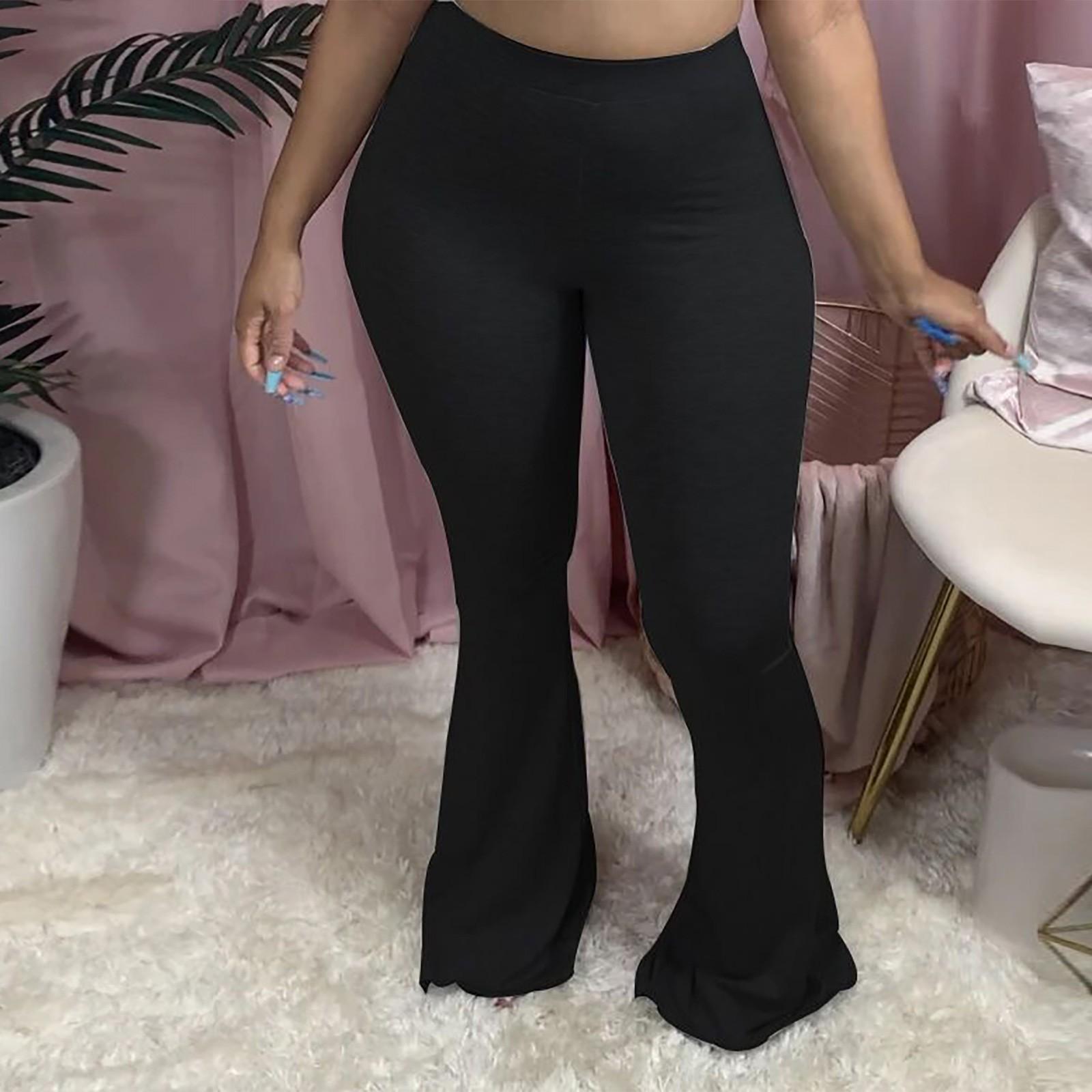 Women s Casual Pants Elastic High Waist Gathered Casual XXXL чёрный