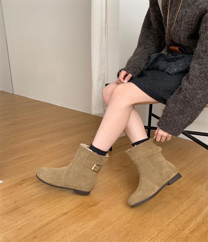 

Foreign trade snow boots women s 2025 autumn and winter new velvet thermal cotton boots medium tube low heel snow boots women 39 хаки