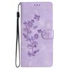 For iPhone 16 Pro Max Leather Wallet Case Imprinted Flower Flip Protective Phone Cover