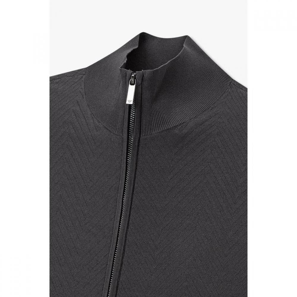 Emporio Armani Men S Chevron High Neck Knit Zip Up A516128011