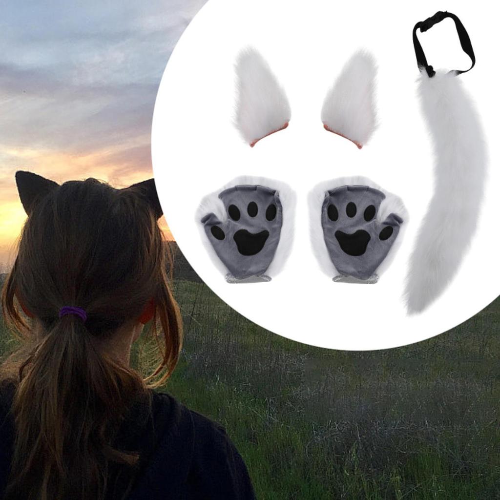 Zestaw kostiumów zwierzęcych z sztucznymi uszami i ogonem na imprezy tematyczne