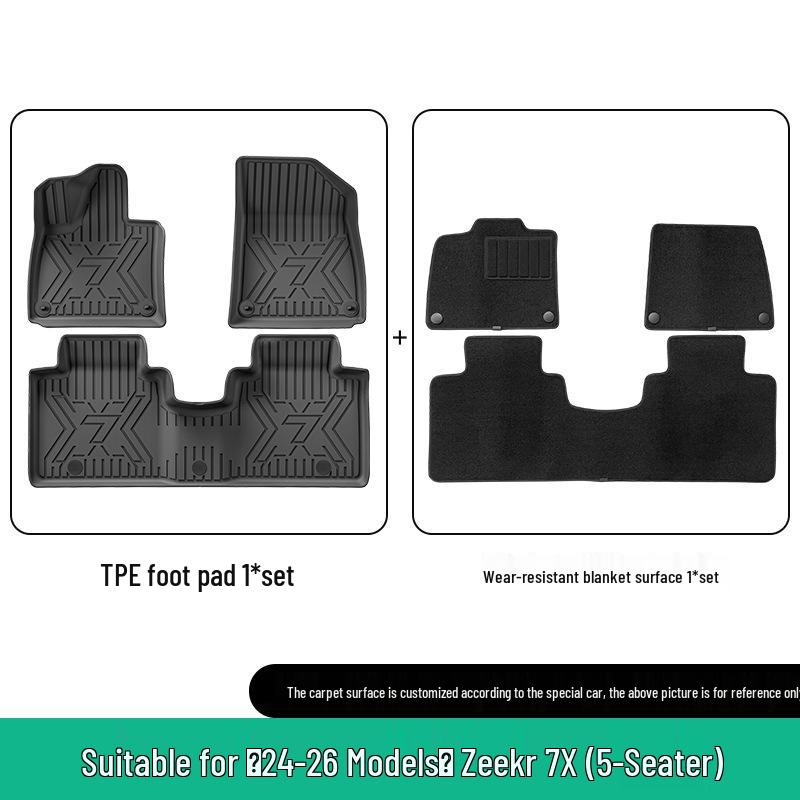 Zeekr 7X 2024-2026 Custom TPE Car Floor Mats & Eco-Friendly Trunk Mat