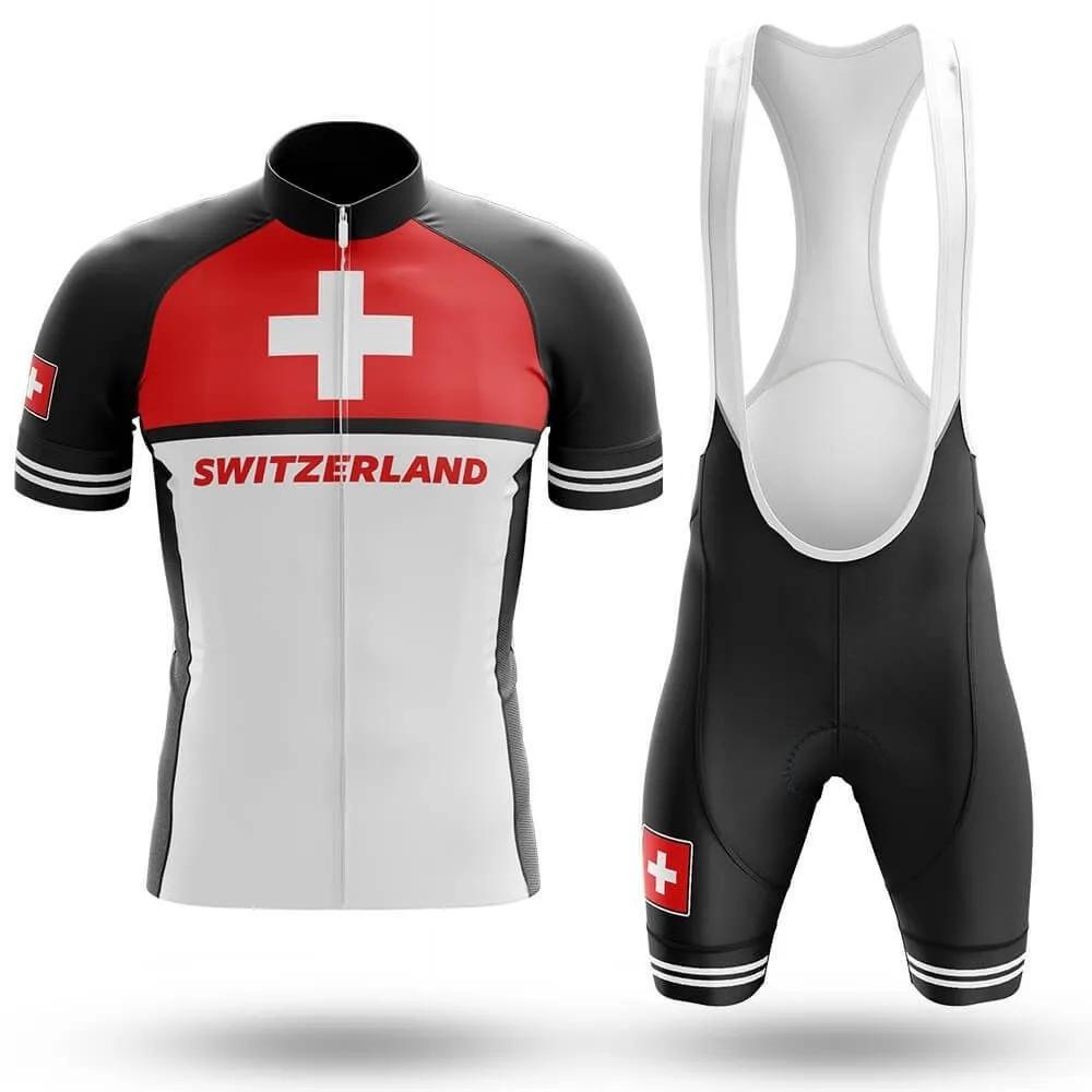 Set Maglia da Ciclismo Rossa Svizzera per Uomo, Tuta Sportiva Degradé per Mountain Bike, Abbigliamento Sportivo Estivo, 2026