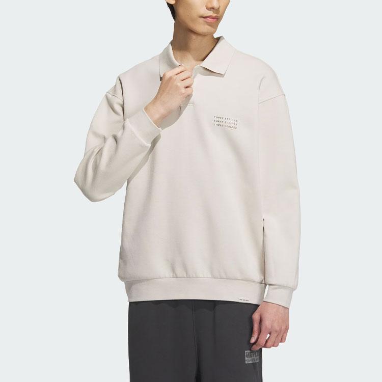 Adidas Sportswear Jacket Letter Print Long Sleeve Polo Shirt Men Tops Clear-Brown IS7420