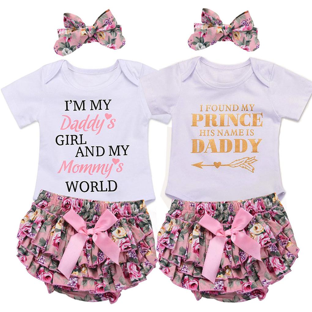 Elroy 3-teiliges Baby-Strampler-Outfit Säuglings-Body T-Shirt Oberteil Stirnband Rock