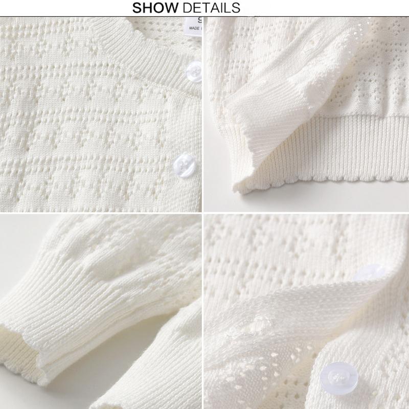 Korean Children's Round Neck Hollow Baby Sweater Jacket Spring and Summer Thin Girls Knitted Cardigan