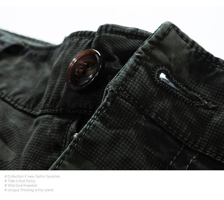 Men's Retro Camouflage Elastic Cuff Multi-Pocket Overalls
