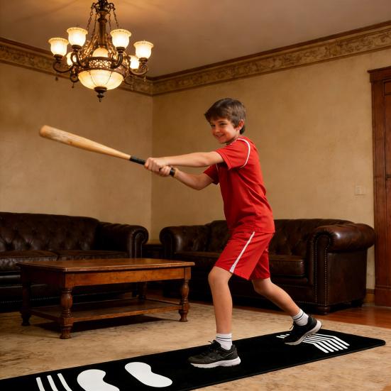 Baseball Batting Mat for Training Shock Absorbing Softball Pitching Mat Batting Practice Mat with Anti-Slip Bottom Footprint Guide for Beginner