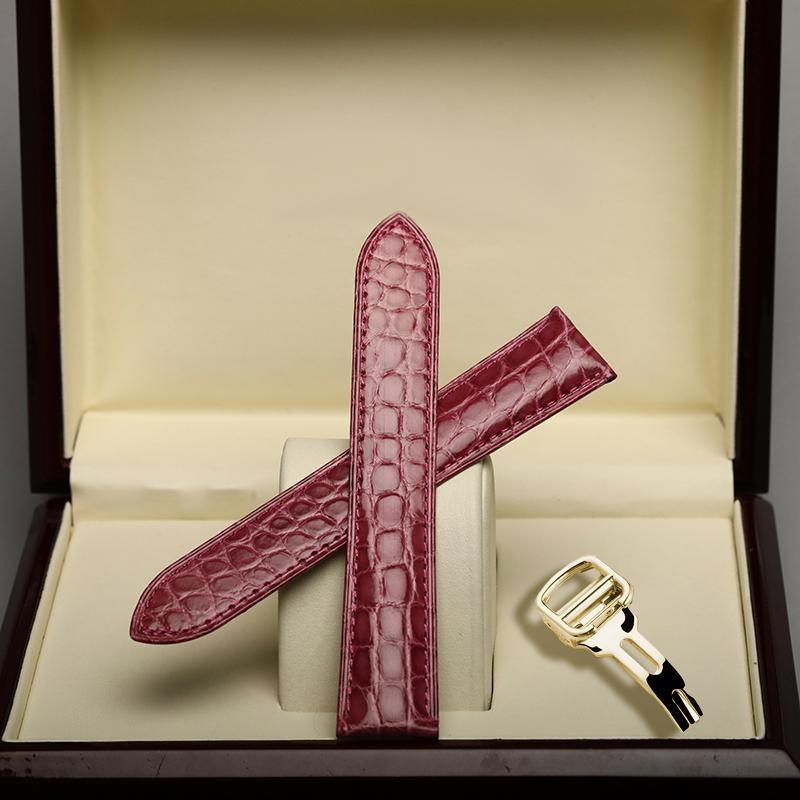 20 22mm Blue Purple Gray Pink Alligator Strap Replacement Cartier Tank London Men Women Folding Buckle Watch Strap Accessories