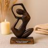 Wooden Yoga Woman Sculpture, Revolved Pose