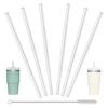 6pcs 30cm reusable PE straw with cleaning brush transparent food grade heat-resistant suitable for 40 ounce cups