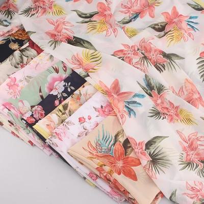 100x150cm Chiffon Fabric Pearl Printed Floral Plant Breathable for Sewing Summer Dresses Clothes Fabric By Meters