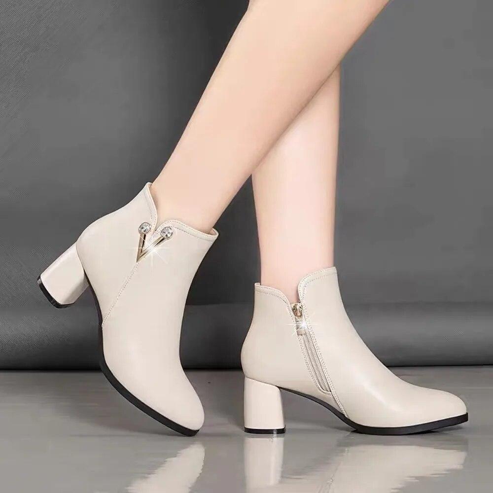 Moda de inverno mulheres cunhas botas de tornozelo aumentando a altura sapatos de salto alto botas botas de strass