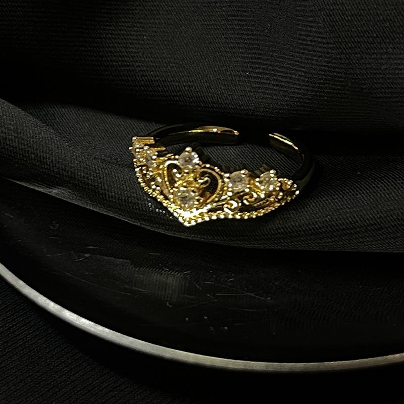 Niche Design Pear-Shaped Pink Zircon Multi-Layer Snake-Shaped Sweet And Cool Personality Open Ring Women'S Light Luxury High-End Ring