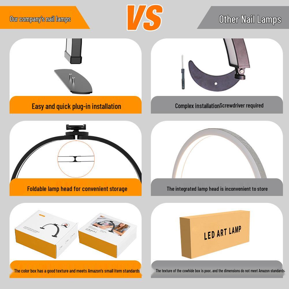 High-Power Eye-Protection Foldable Half-Moon Nail & Beauty Desk Lamp