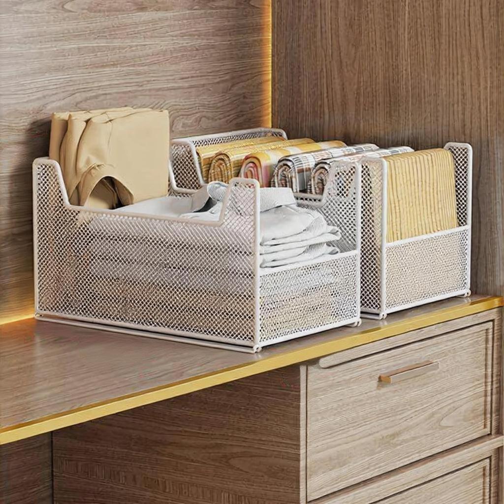 Stackable Closet Organizer Shelf Divider, Wardrobe Storage Rack, Bedroom, Kitchen, MultiFunctional