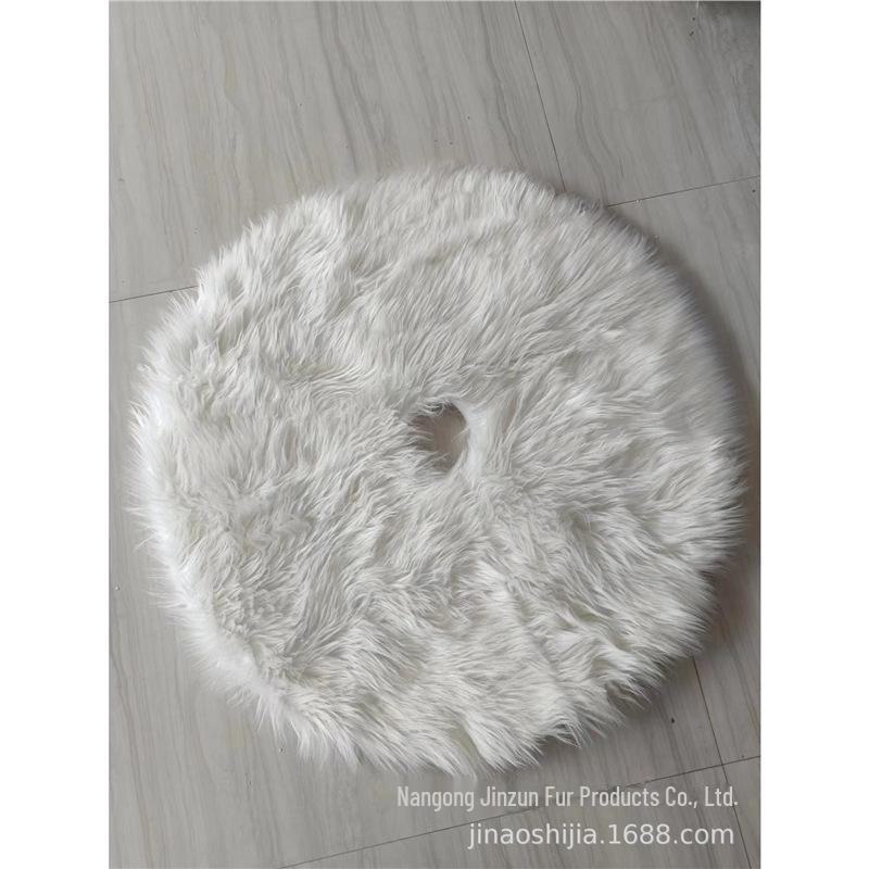80cm White Christmas Tree Skirt: Plush Wool Holiday Decoration