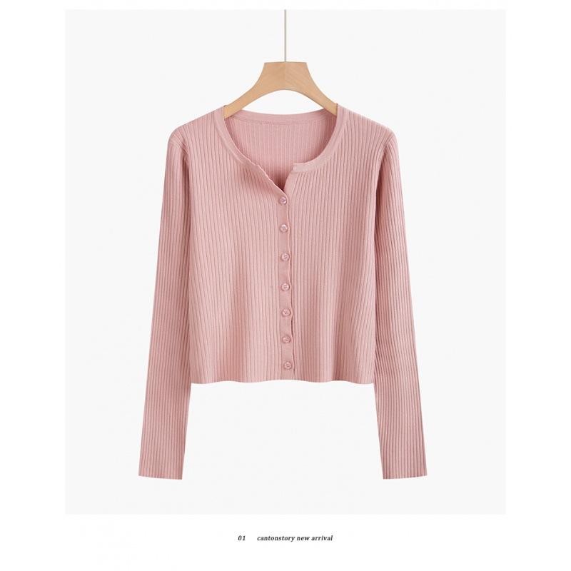 

Желтый кардиган тонкий женский весна осень укороченный трикотажный ледяной шелк защита от солнца V-образный вырез топ One Size розовый