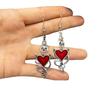 Dark Gothic Punk Bat Demon Heart Necklace & Earrings Set