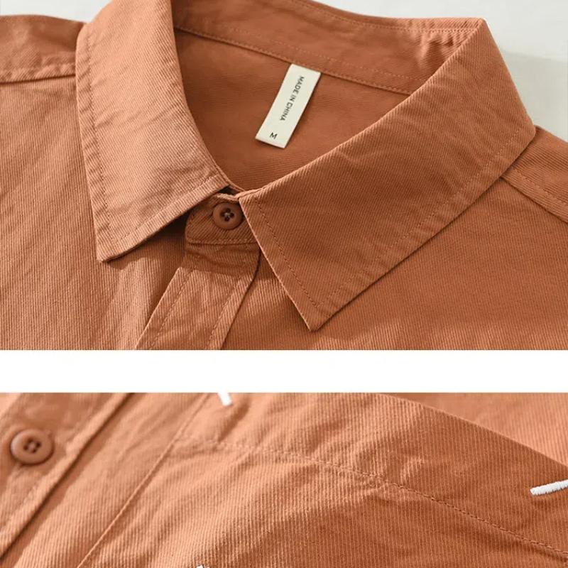 Spring and Summer Long Sleeve Men Shirt Casual 100cotton Soft and Comfortable Button Shirt with Pocket Daily Simple Style Versatile Men Tops