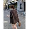 Vintage Elegant Slim Fit Blazer for Women Autumn Retro Office Jacket Petite Ladies Formal Coat