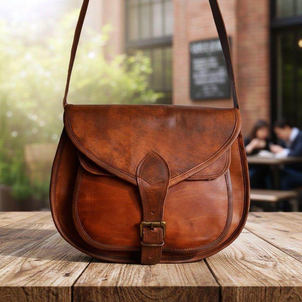 Torba podsiodłowa w stylu vintage z prawdziwej skóry koziej, brązowa torba listonoszka na ramię