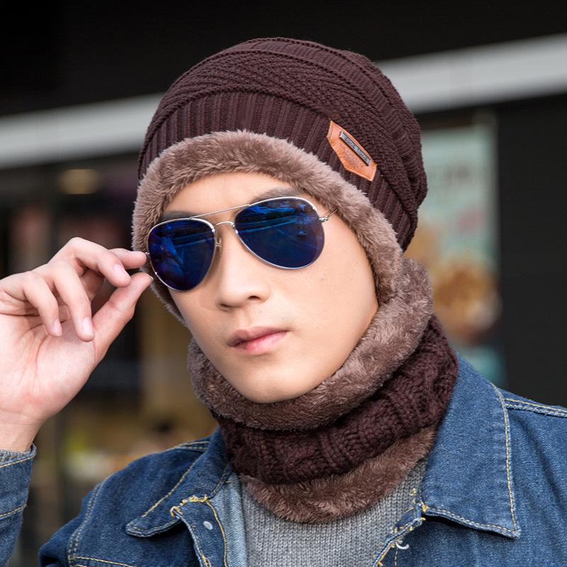 Men's Thick Plush Wool Winter Hat: Korean-Style, Warm Knit for Outdoors & Cycling