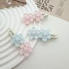 Blue Pink Cherry Blossom Hair Clip Women Sweet Ice Translucent Color Duckbill Clip Hair Accessories