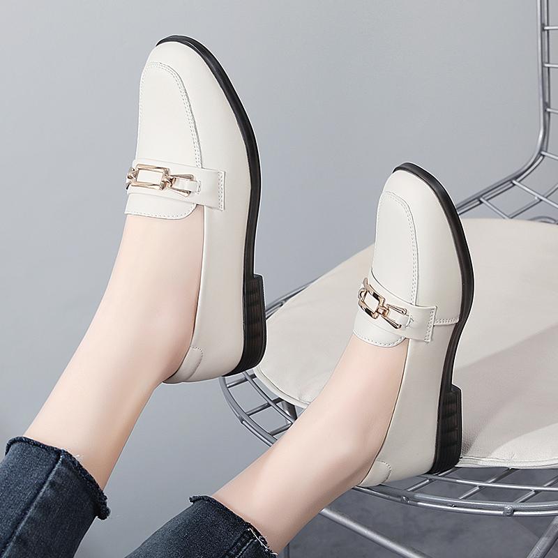 Fashion Womens Flat Loafers Retro Round Head Small Leather Shoes Soft Sole Foreign Trade Trend Zapatos Baratos Liquidaci
