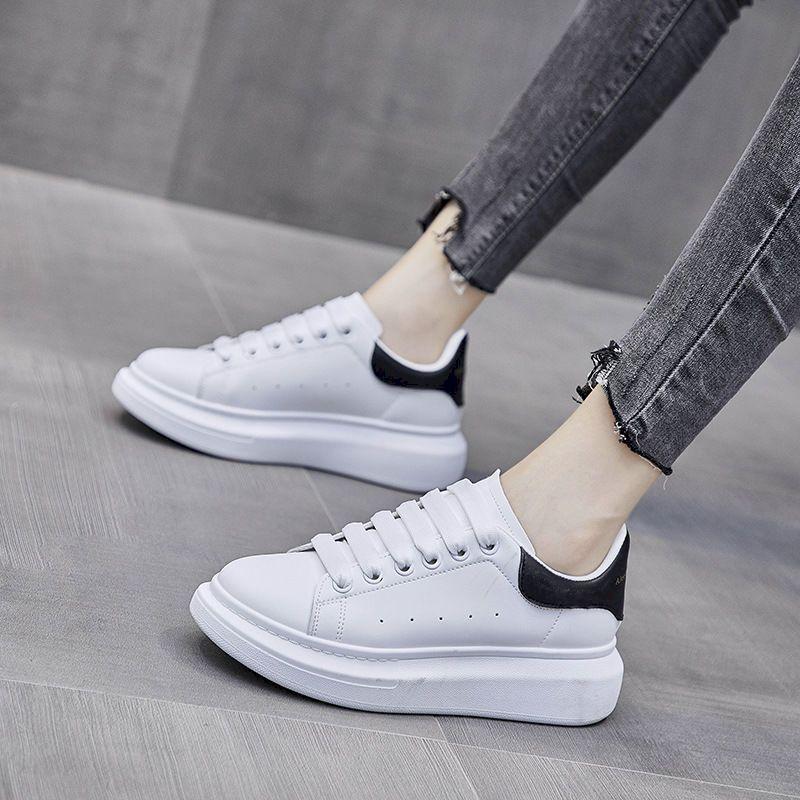 Ricaqico Korean Round Toe White Shoes Women Spring Summer All -Match Thick Bottom Heightening Casual Shoes Fashion Sneakers