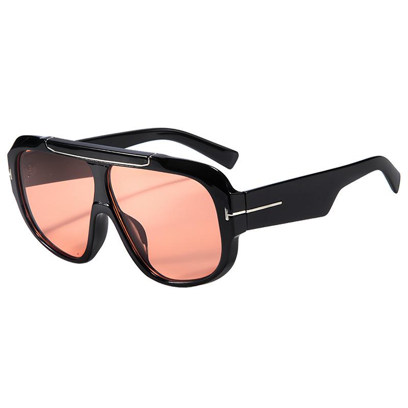 New Large Frame T-Shape Pilot Sunglasses Women'S Street Style Uv Protection Fashionable Sunglasses High-End Feeling Frog Eyes