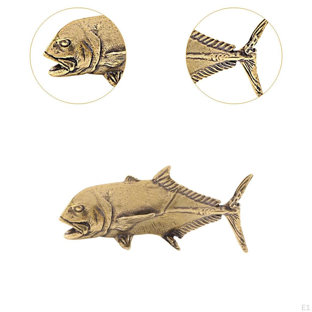 Brass Statue Sea Animal Sculpture Lifelike Portable Miniature Figurine Desktop Ornament for Tearoom
