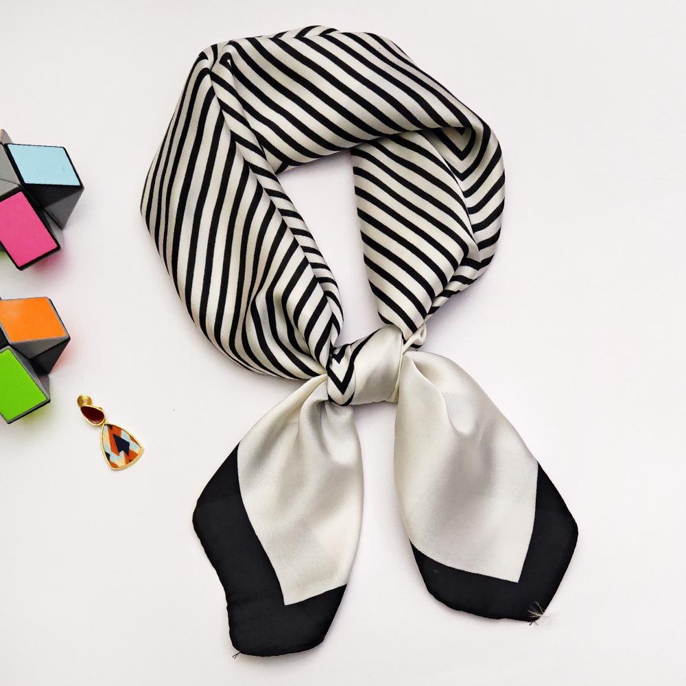 Small 70cm Sunflower Print Silk Satin Square Scarf for Women - Versatile and High-End Accessory