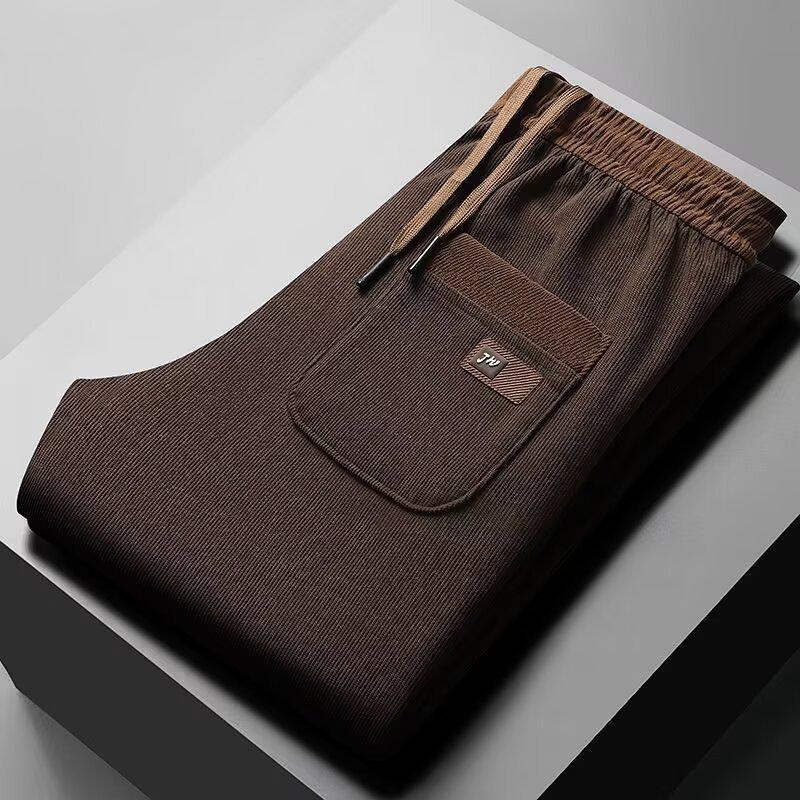 

Men s Elastic Waist Corduroy Trousers: Warm, Straight-Leg, Casual Sports Pants for Autumn/Winter 2XL кавовий