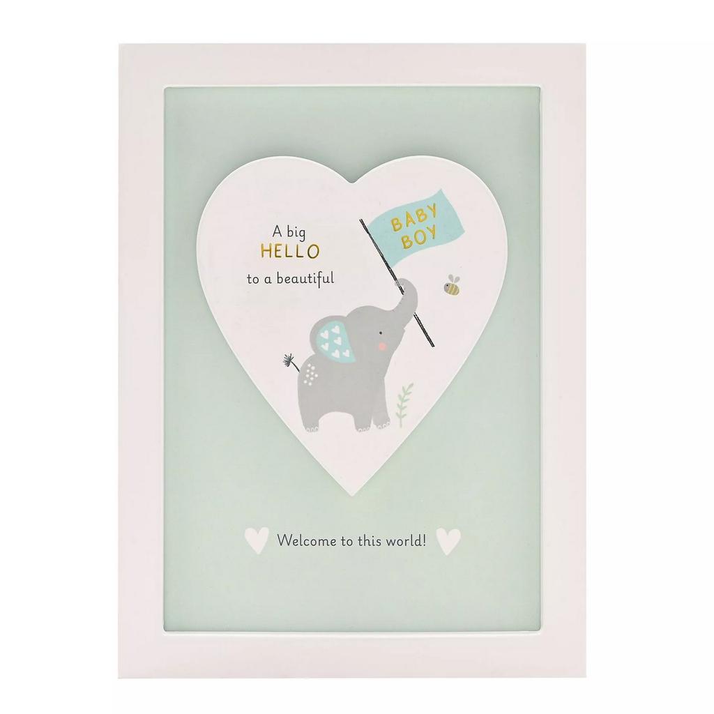 Celebrations Hello Baby Heart Baby Boy Framed Plaque