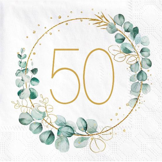 60th Birthday Napk, 40 Pack of 60th Anniversary Napk Decorations for Men and Women, 3-Ply White Cheers to 60 Years Napkin, Birthday Wedding 50-White-Green