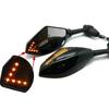 2 Stück für CBR 600 Ducati Motorrad Rückspiegel mit integrierten LED Blinkerleuchten Schwarz