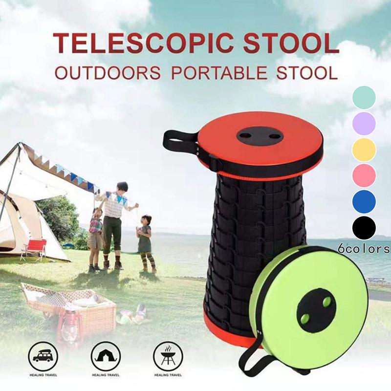 Folding Stool Portable Telescoping Seat Camping Retractable Adjustable Outdoor