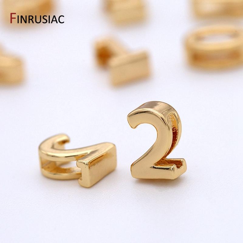 Simple Number 0-9 Number Beads Pendant For Beaded Bracelet Jewelry Making, Gold Plated Handmade DIY Beads Jewelry Accessories
