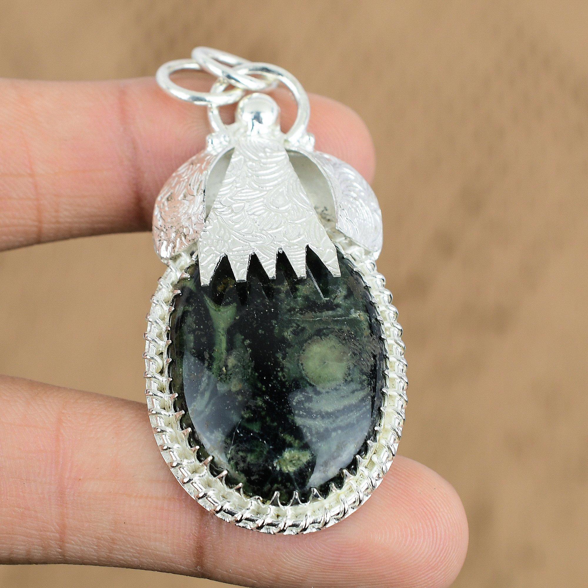 

Natural Kambaba Jasper Gemstone Jewelry 925 Sterling Silver Pendant For Women