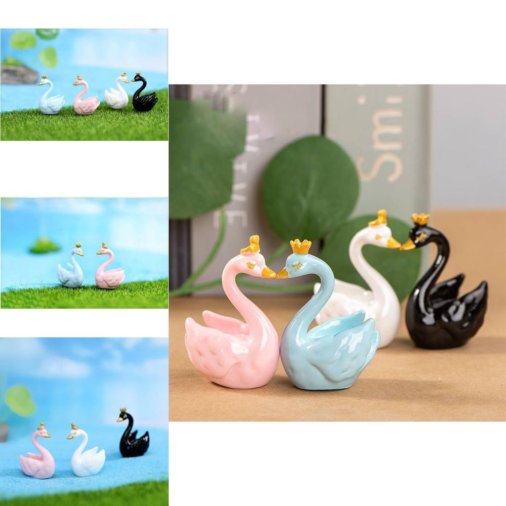 Cute Resin Cartoon Swan Figurines For Miniature Garden And Home Decor
