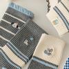 Women's Autumn/Winter Cute Puppy Mid-Calf Socks, Korean & Japanese Style, Color Block, Striped & Warm