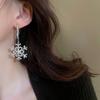 Silver Christmas Snowflakes Earrings Light Luxury Zircon Dangle Earrings  Women
