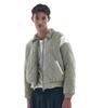 Place Studio Oversized Quilted Contrast Collar Varsity Jacket Padded Jumper [Beige]