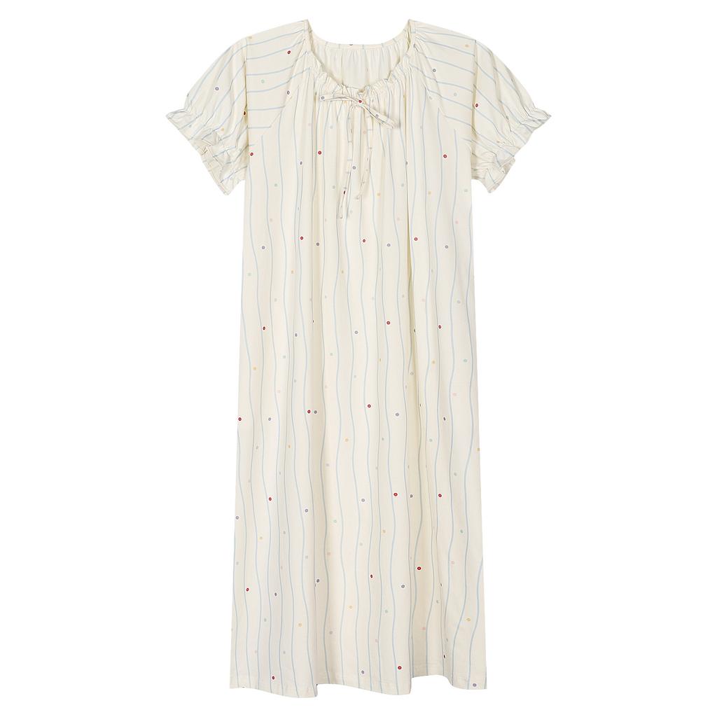 Modal Cotton Unique Beautiful Nightdress Women's Summer Short-sleeved Pajamas Dress Women Can Wear Loungewear